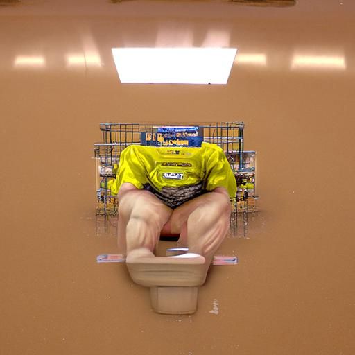 Hyperrealistic 8K Image: Defecation in Walmart