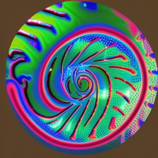 Emerald green holographic spiral with cobalt blue holographic accents& purple holographic accents& magenta pink holograp...