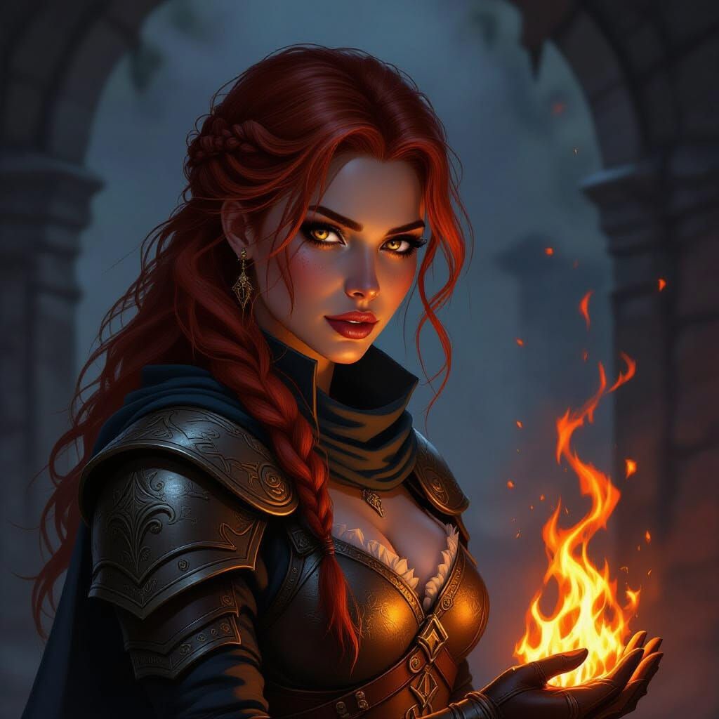 Flame-Haired Warrior Jessina in Armor