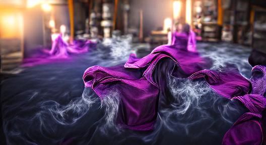 Purple Smoke Envelops Velvet Robes in Detailed Digital Art
