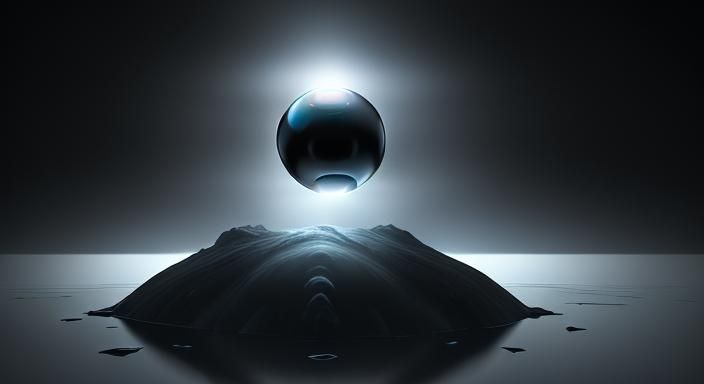 Black Obsidian Orb Levitating Above Tundra