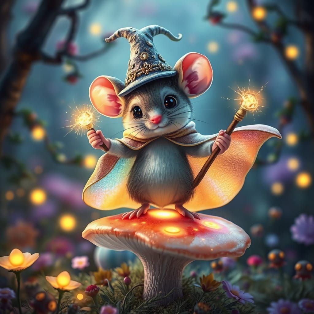Whimsical Mouse Embodies Enchanted Forest Guardian