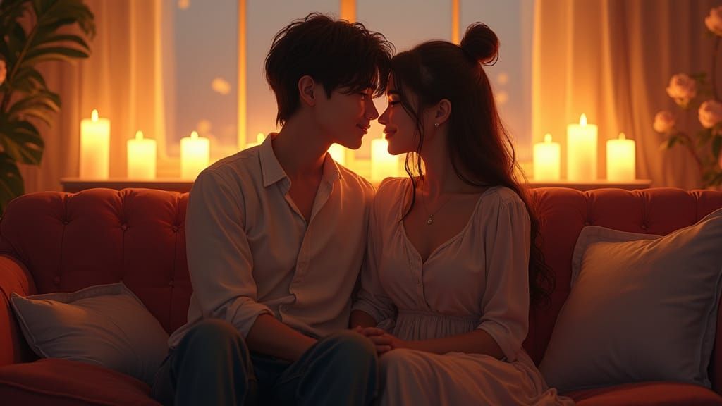 Ethereal Lovers in Dusk Candlelight