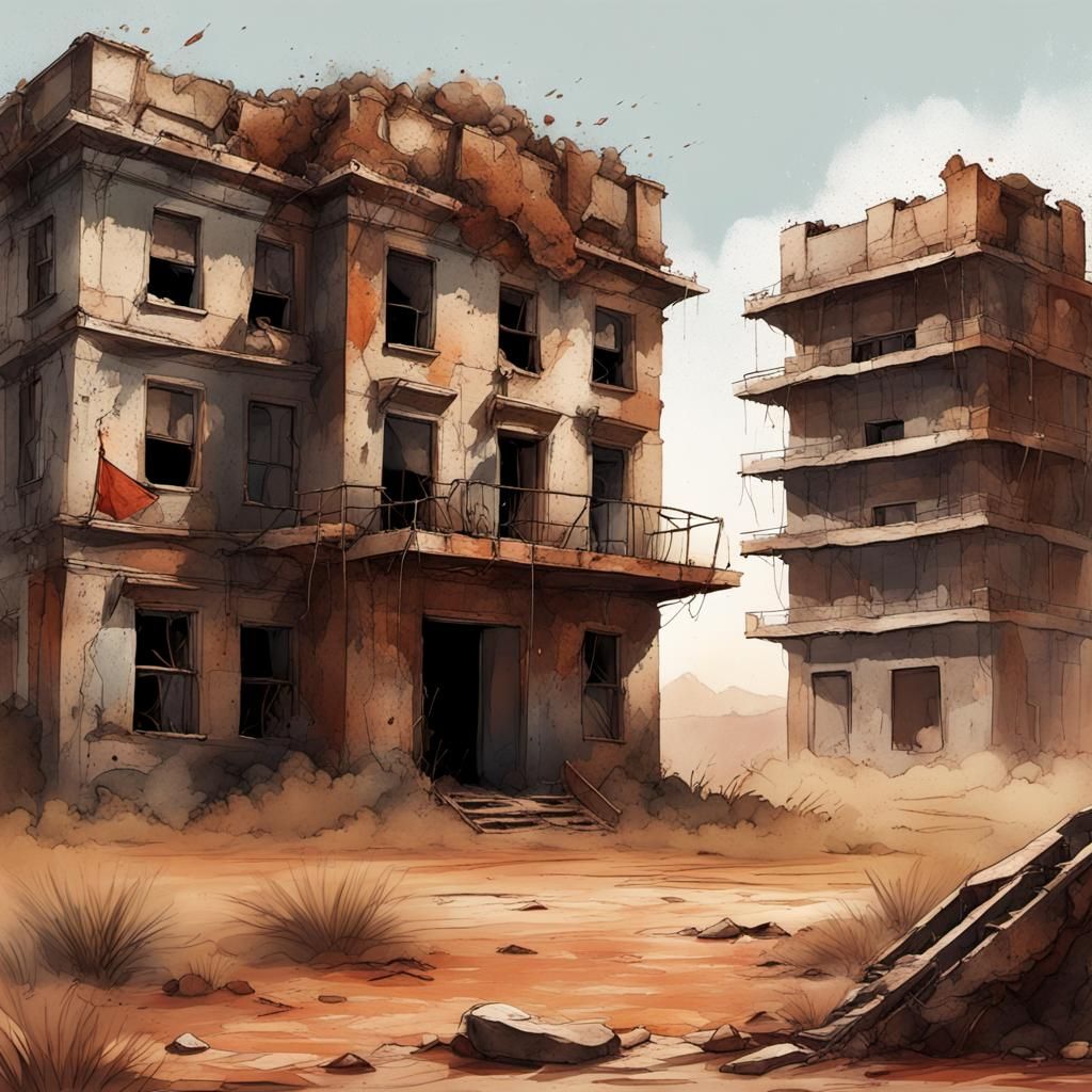 Sci-Fi Colonial Edifice in African Savannah, Retrofuturism