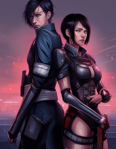 Cyberpunk Armored Figures: Hyperdetailed Concept Art