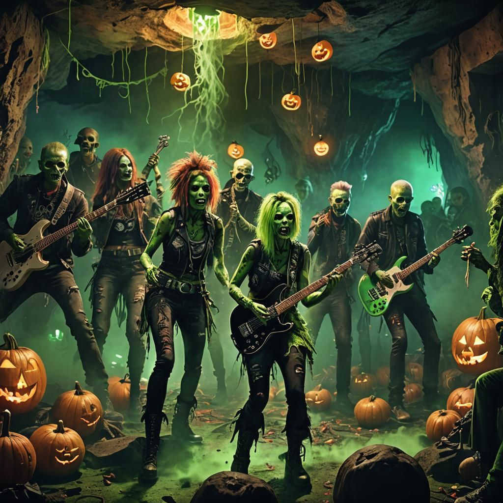 Zombie Punk Band Halloween Gig in a Cave