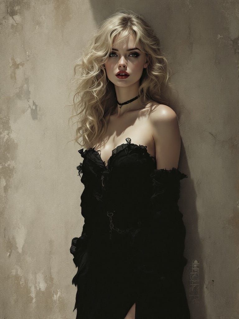 1950s Pin-Up in Art Nouveau Style