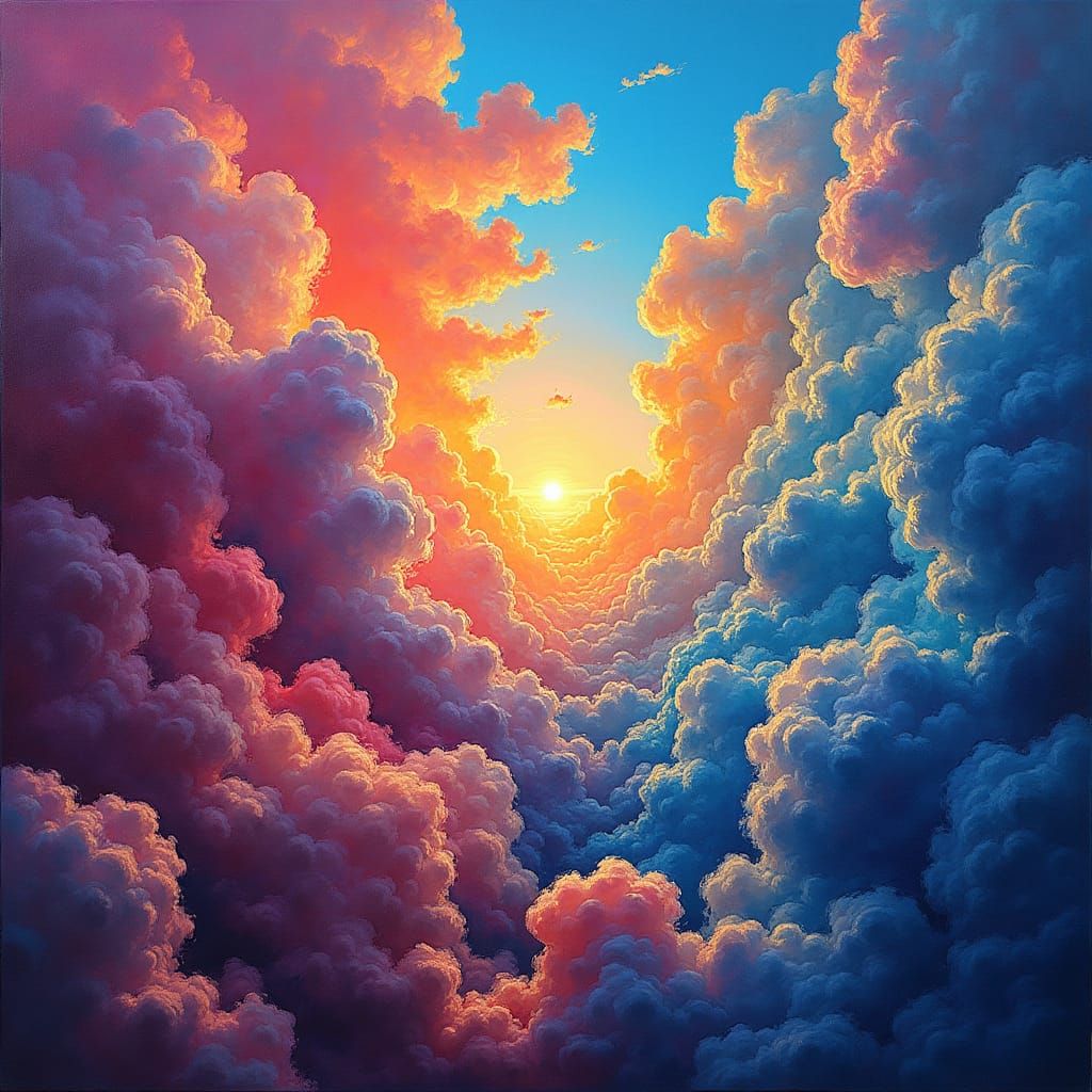 Iridescent Clouds of Wonder in Abstract Expressionist Style