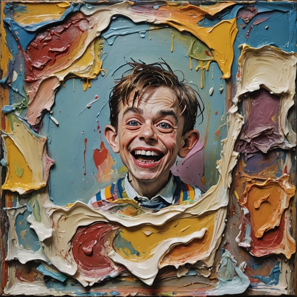 Rainbow Elf Impasto Painting on Polaroid