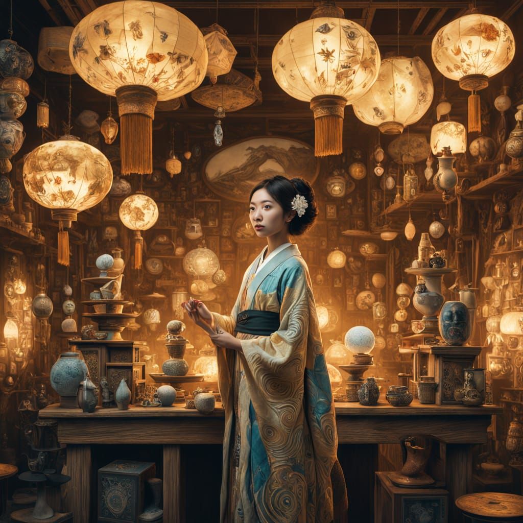 Ethereal Yuko Ichihara in a Dreamlike, Mystical Setting