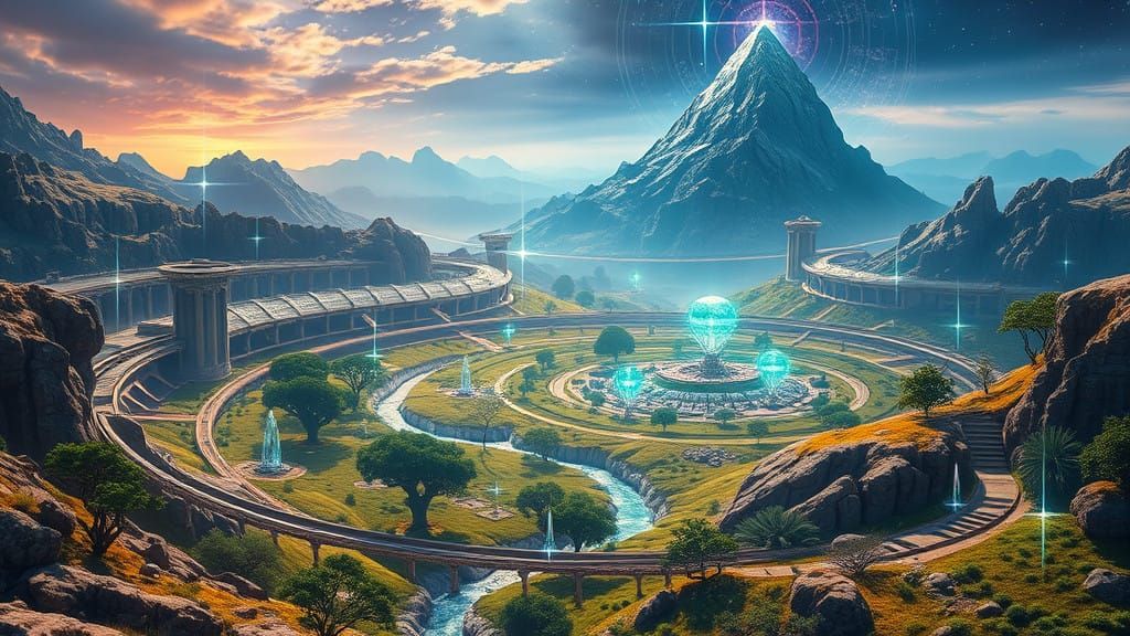 Ancient Atlantean Valley Civilization in Harmony with Nature