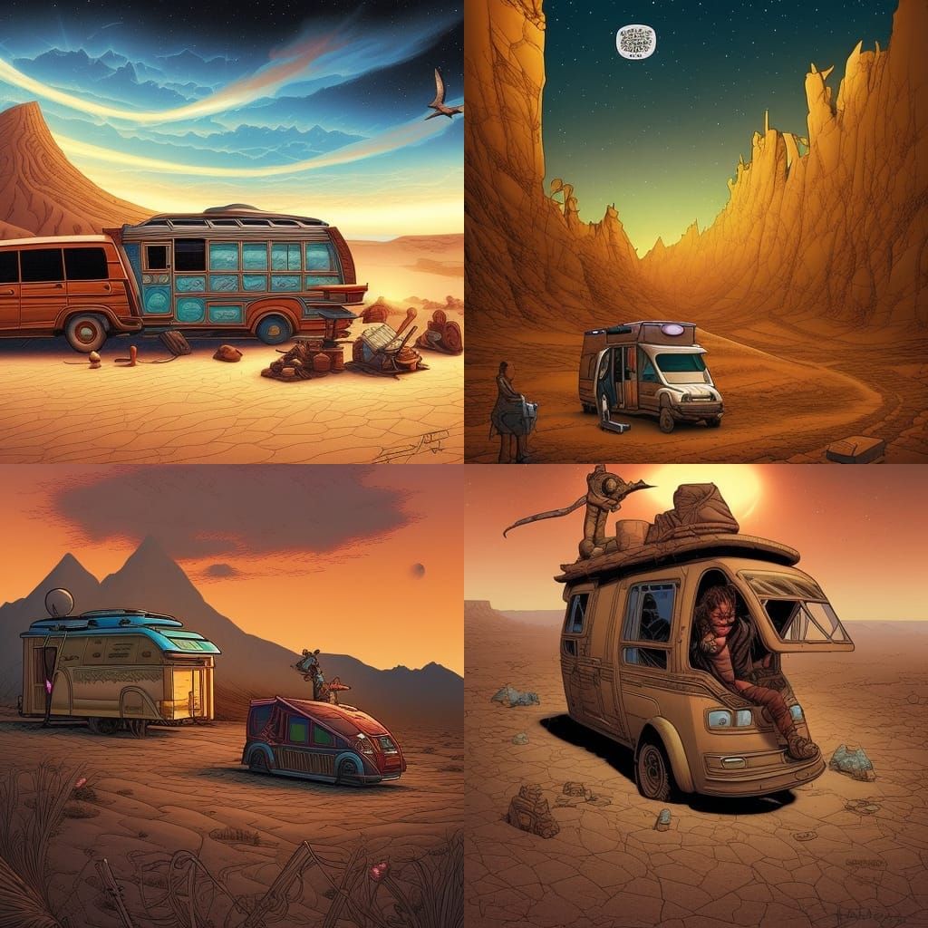Desert Caravan in Comic Book Art Style