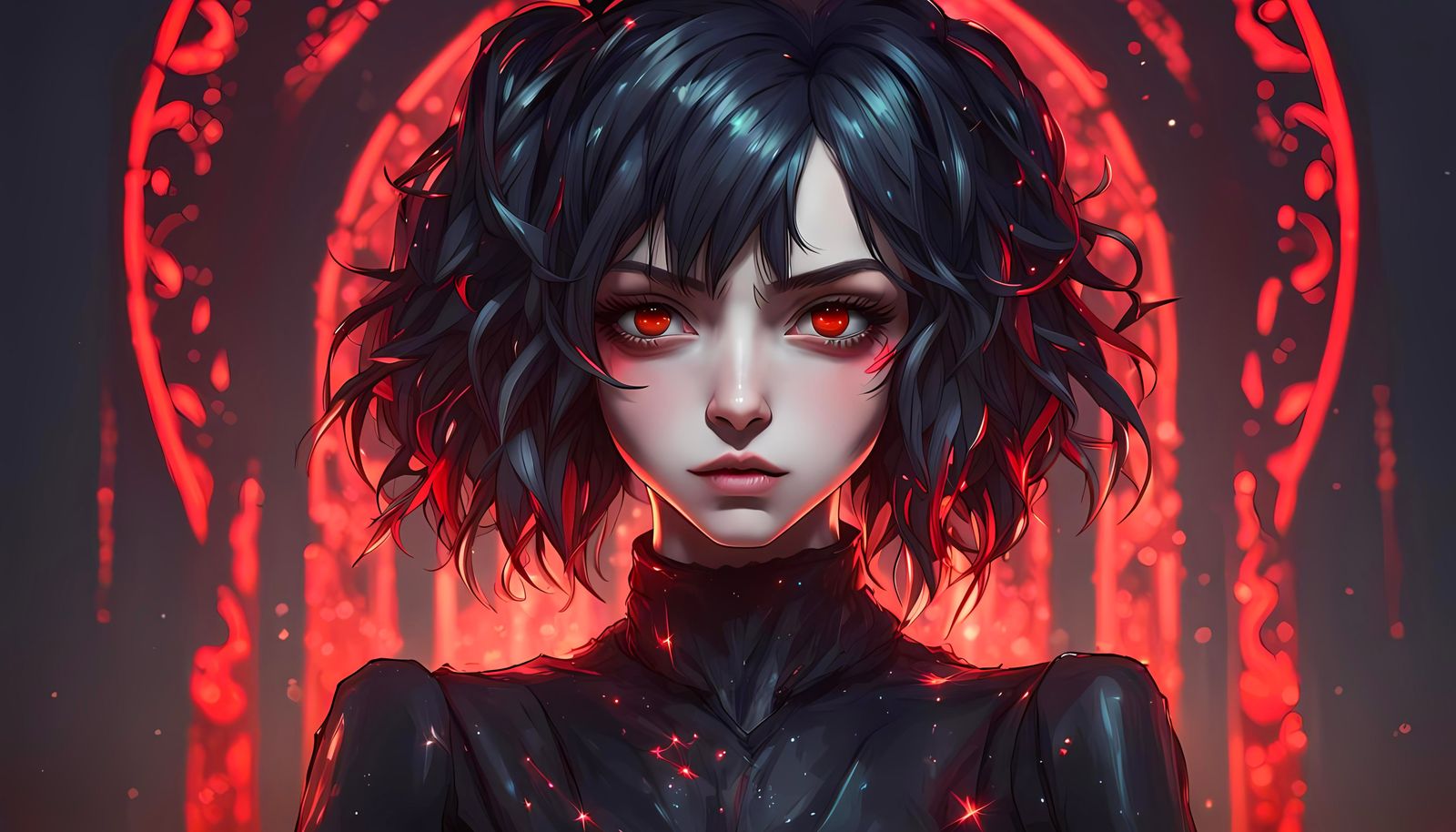 Anime Girl in Liminal Space, Tim Burton Style