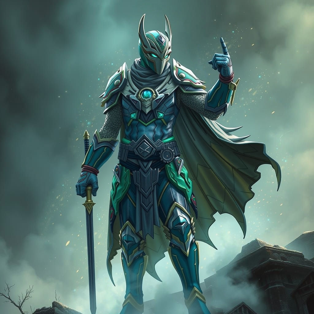 Ethereal Medieval Smaragdine Powerranger in Fantastical Deta...