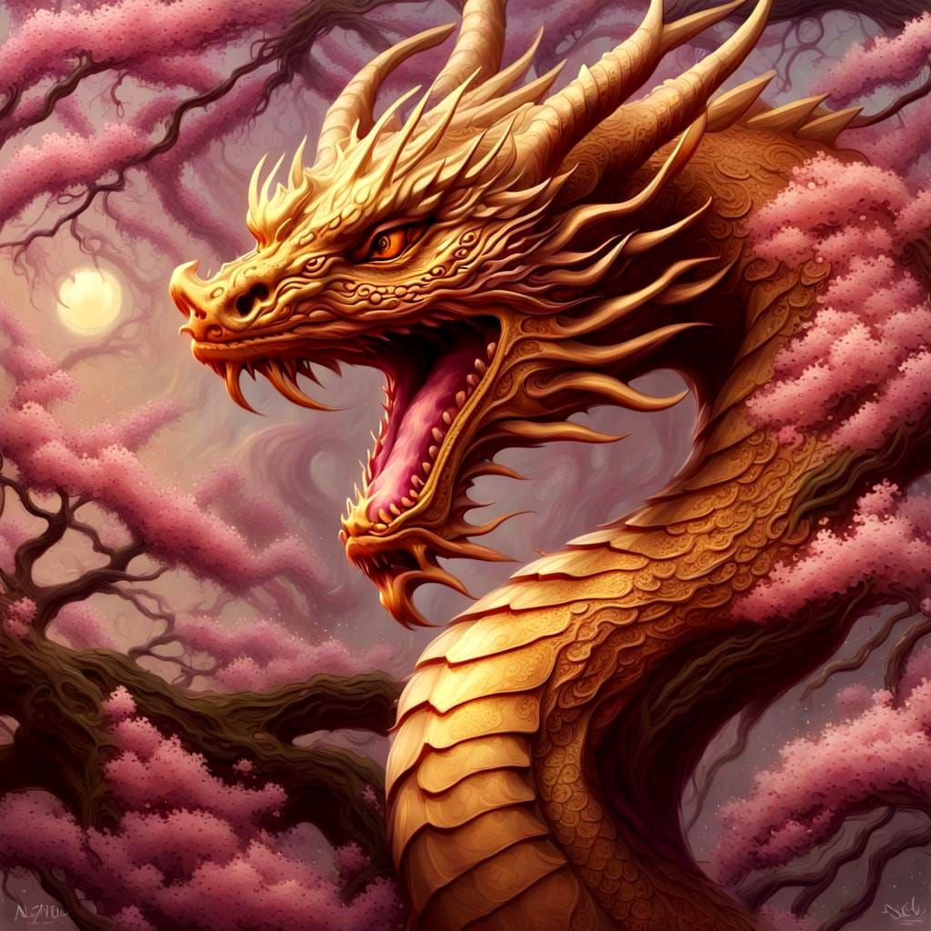 Wood Dragon: Chinese Zodiac in Tonalist Airbrush Art