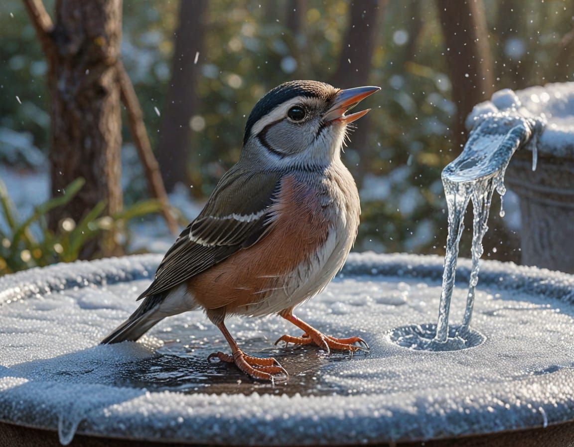 Pileated Woodpecker Chipping Ice in Ethereal Winter Scene