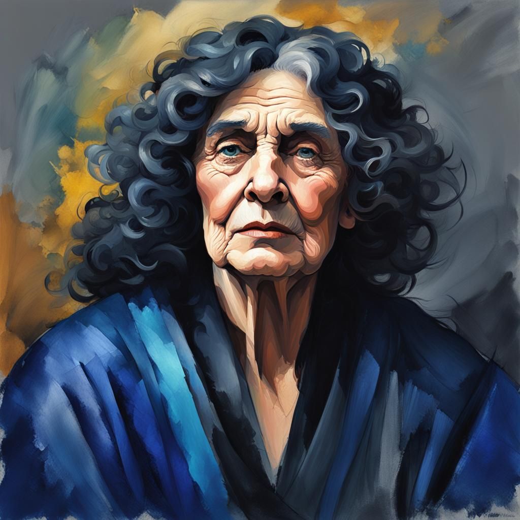 Elderly Transvestite as Jane Morris in Pre-Raphaelite Style