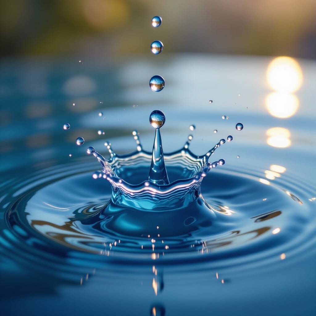 High-Speed Macro Shot of Water Drop Splash
