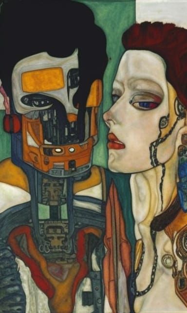 Dystopian Self-Aware Machines in Surrealist Style