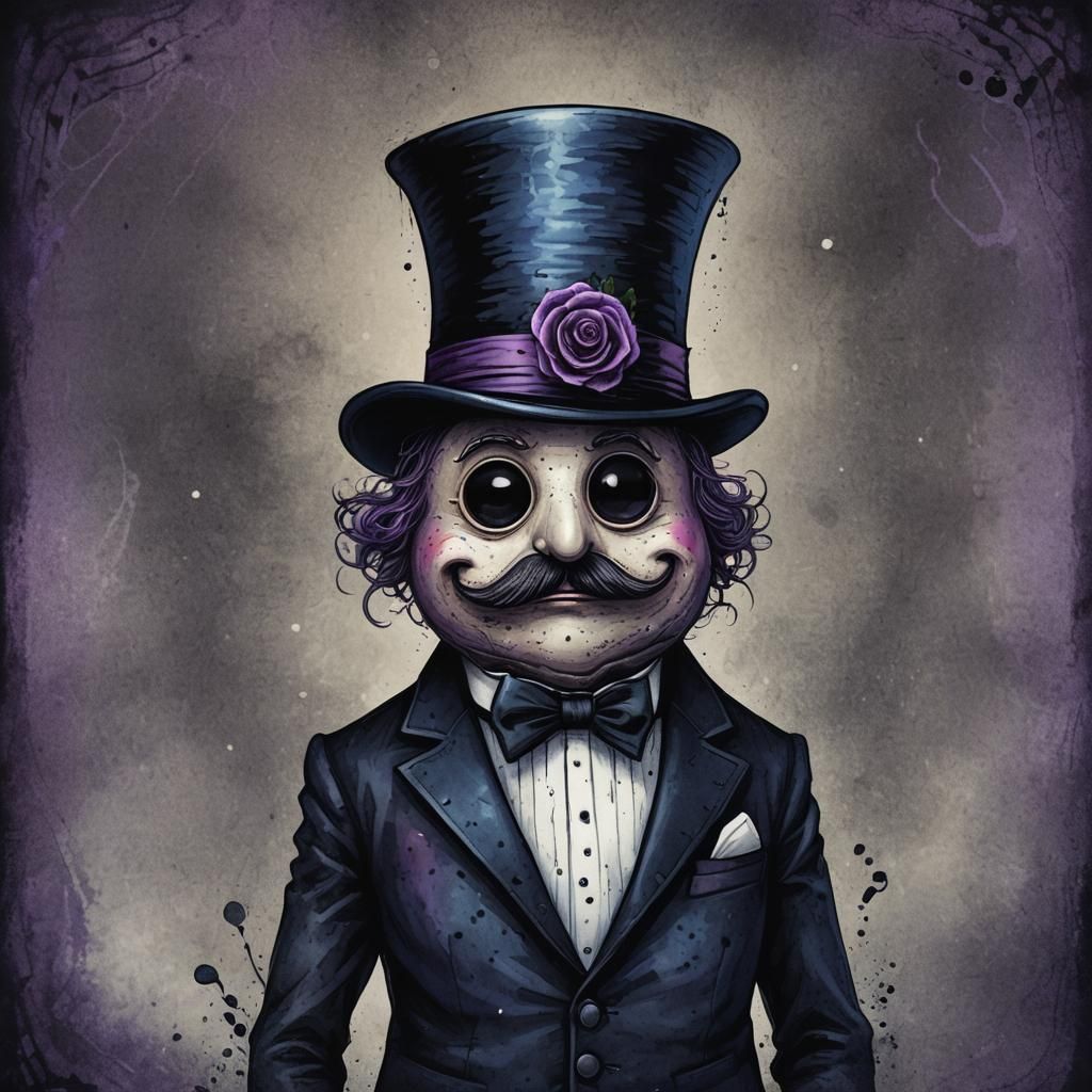 Poop Emoji in Tuxedo: Dark Whimsy Illustration