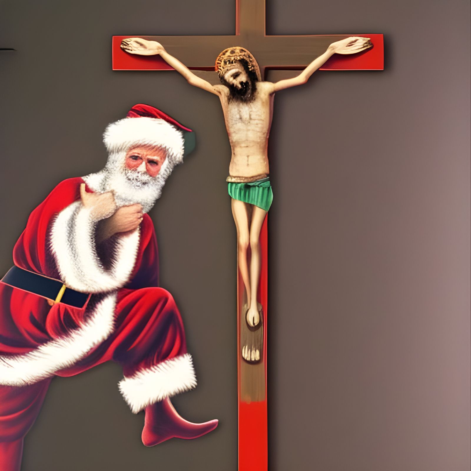 Santa Claus on a Crucifix: Provocative AI Art