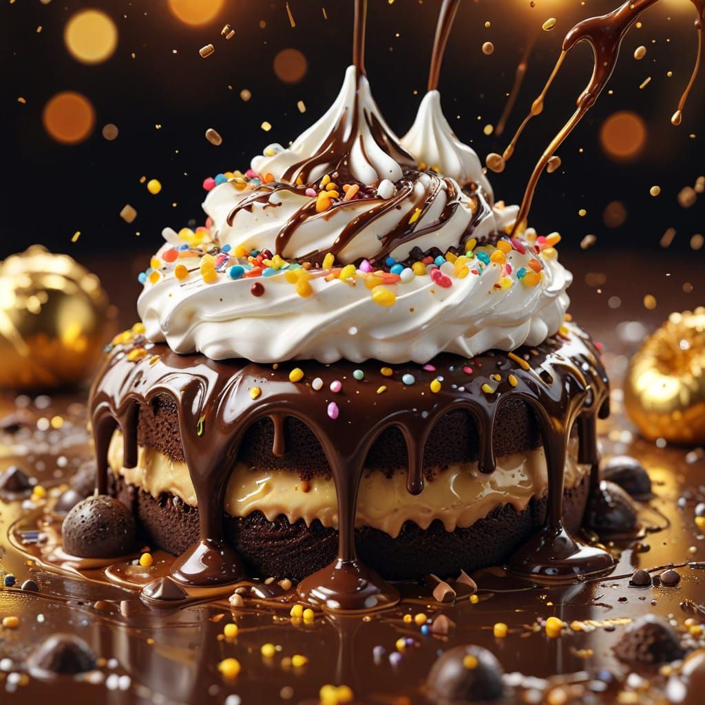 Mouthwatering Chocolate Dessert in Vibrant Digital Art