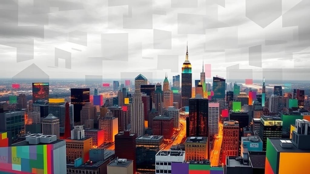 Cubist Cityscape: Dissonant Harmony in Geometric Shapes
