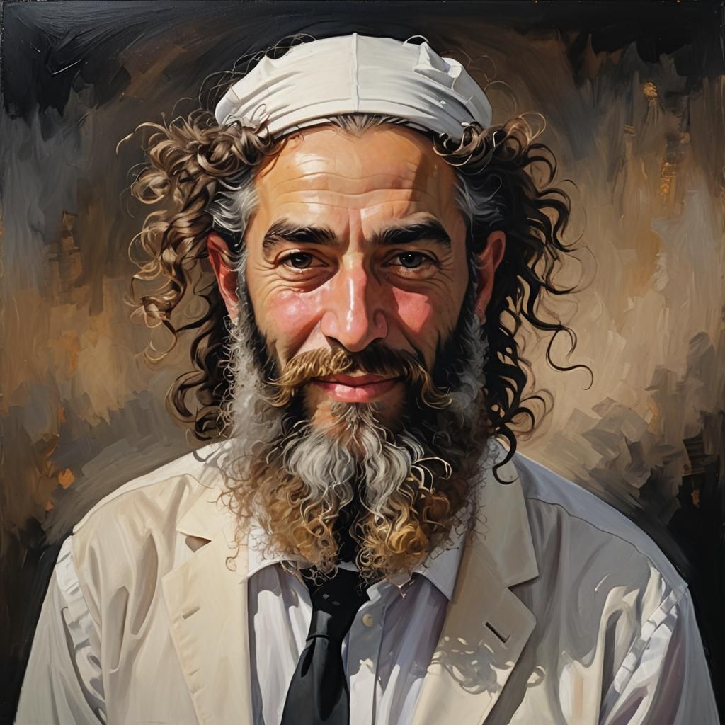 Hasidic Man Portrait in Oil Painting Style
