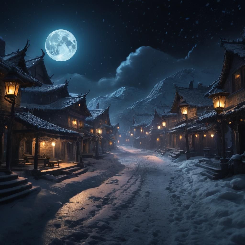 Black Moon Blizzard: Fantasy Matte Painting