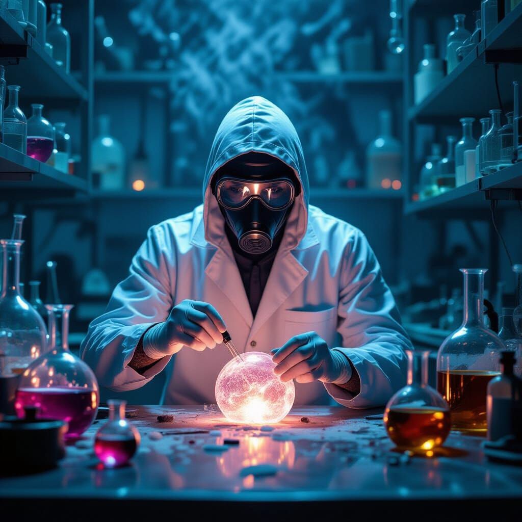 Surreal Scientist Distilling Emotions in Laboratory