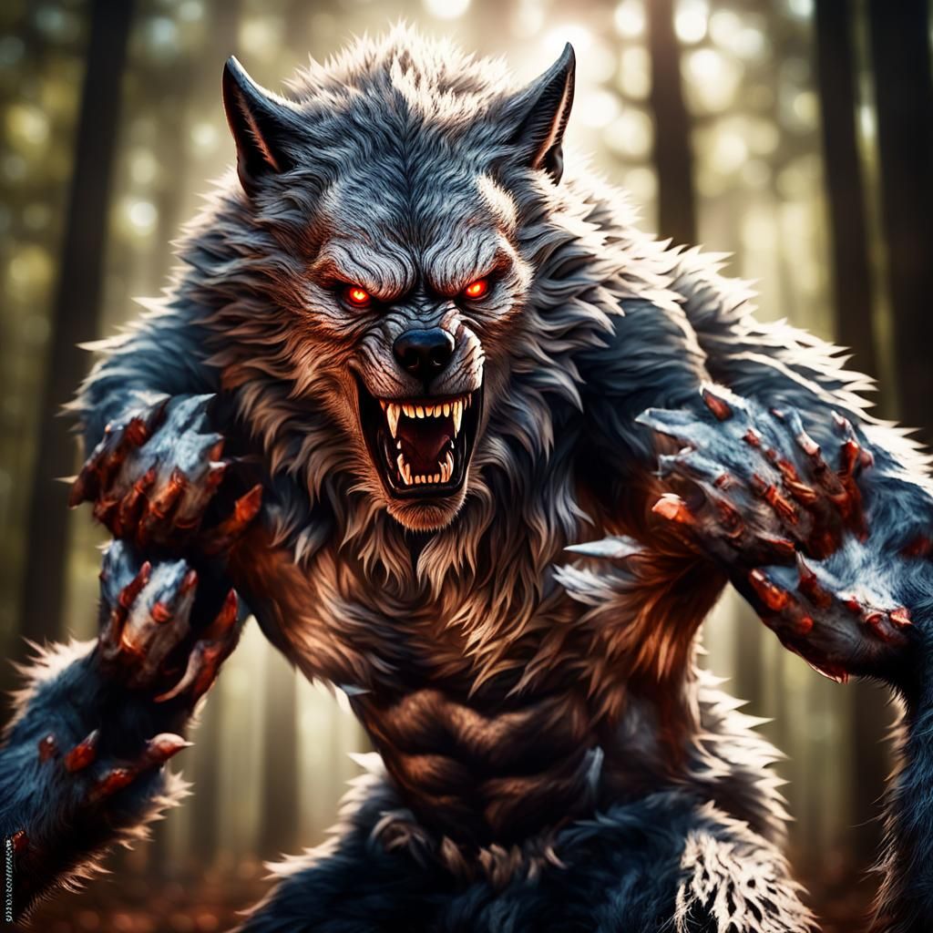 Ferocious Werewolf Transformation Under the Full Moon