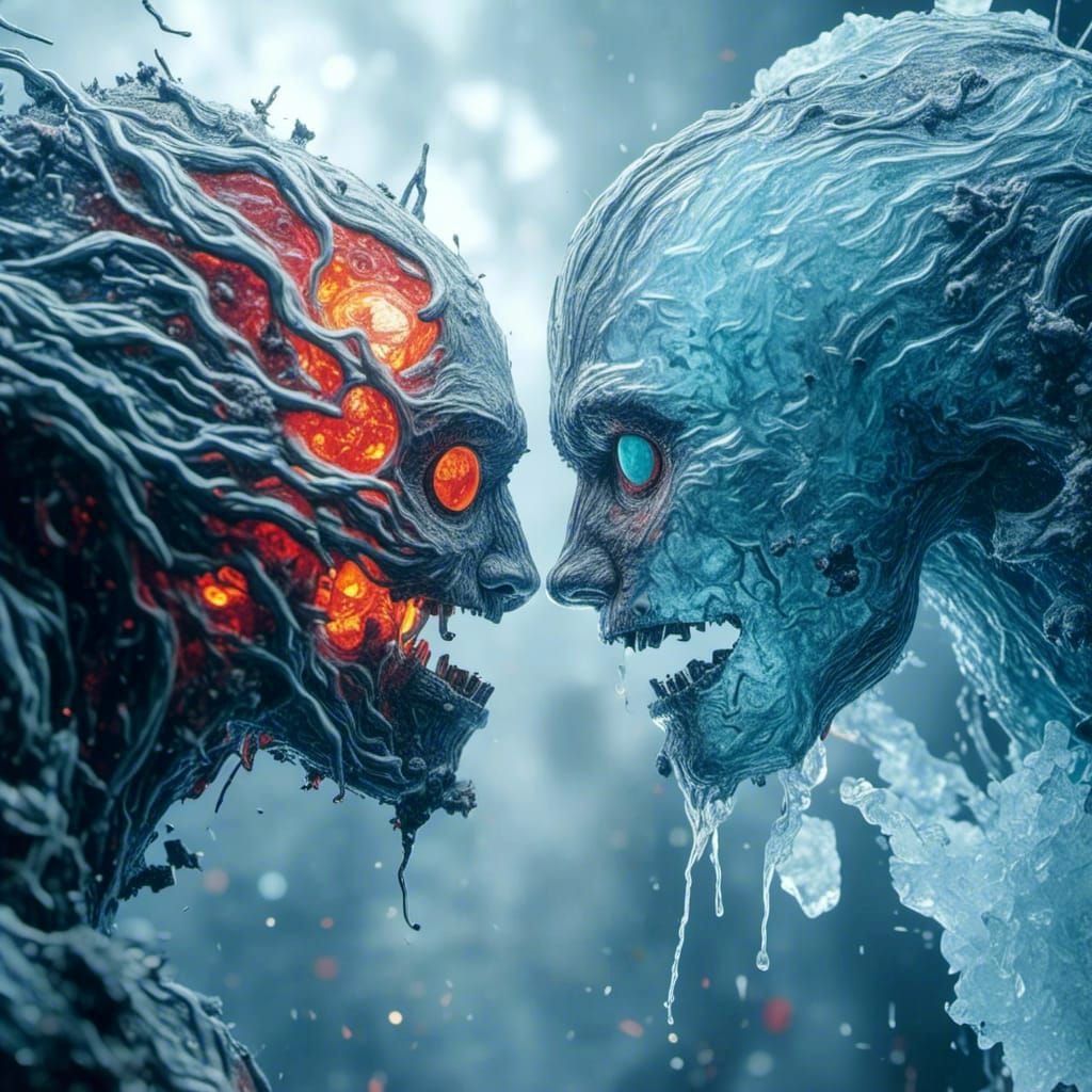 Water and Ice Entities in Surreal Symbiosis