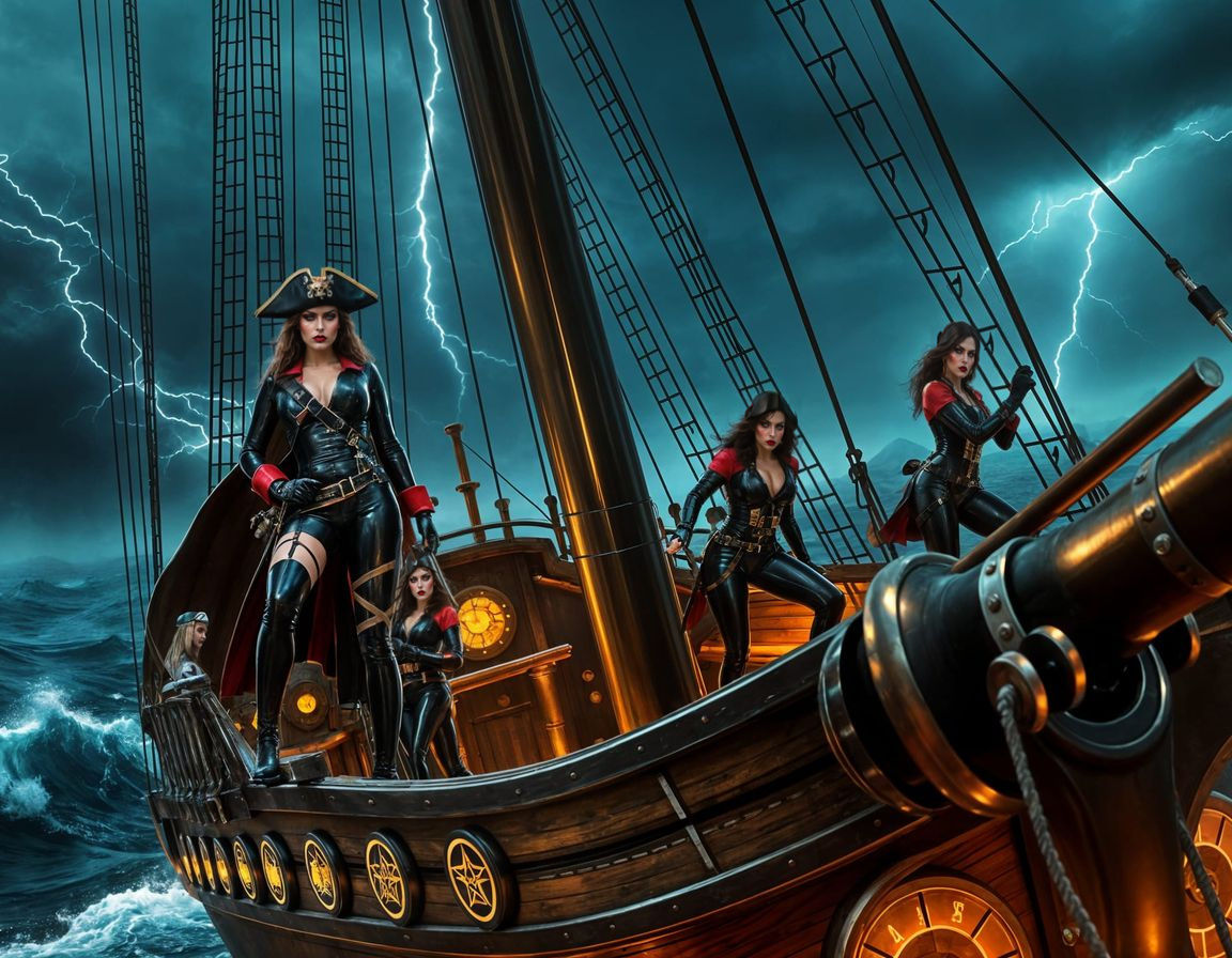 Pirate Women Sail Through Stormy Seas in Futuristic Latex At...