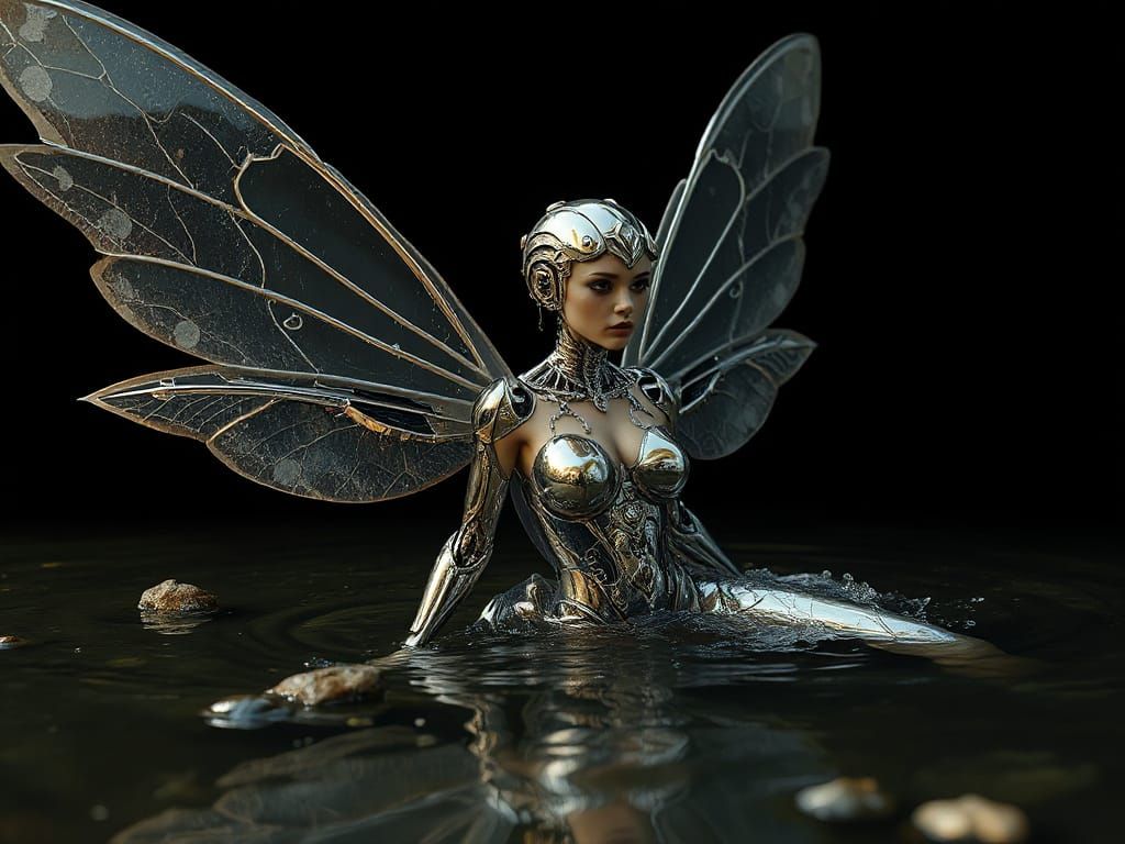 Cyborg Fairy Emerging from Mercury River