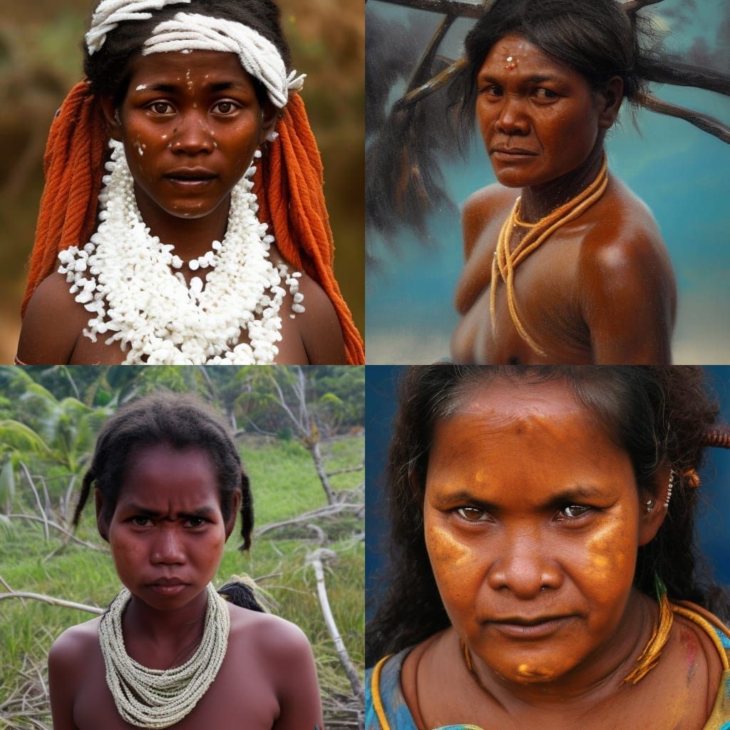 Fijian Woman Portrait in Hyperdetailed Splash Art Style