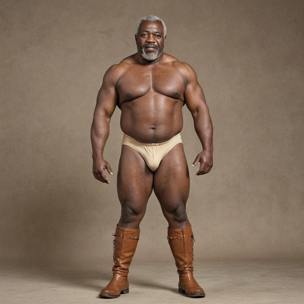 Muscular South African Wrestler Posing as Winner