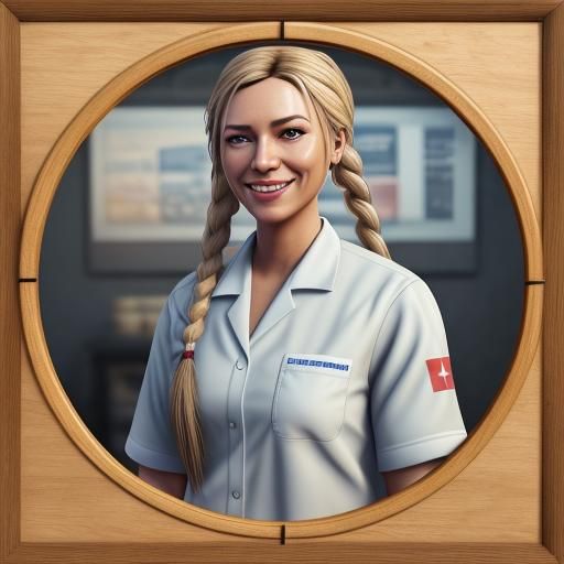 Young Nurse Smiling in Acrylic Digital Art