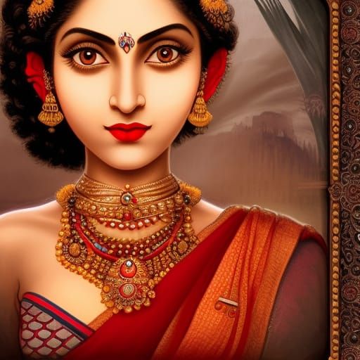 Beautiful Indian Girl Portrait in 19th Century Style