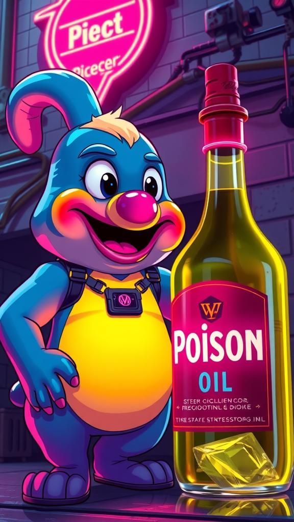 Cartoon Telly Tubby with Poison in Manga Style