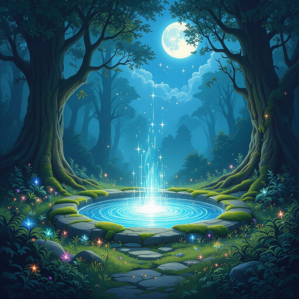 Ethereal Moonlit Portal to Enchanted Forest