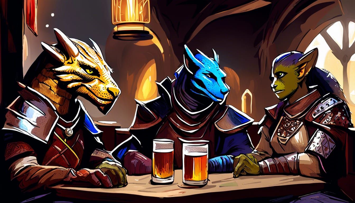 D&D Characters in a Detailed Tavern Scene