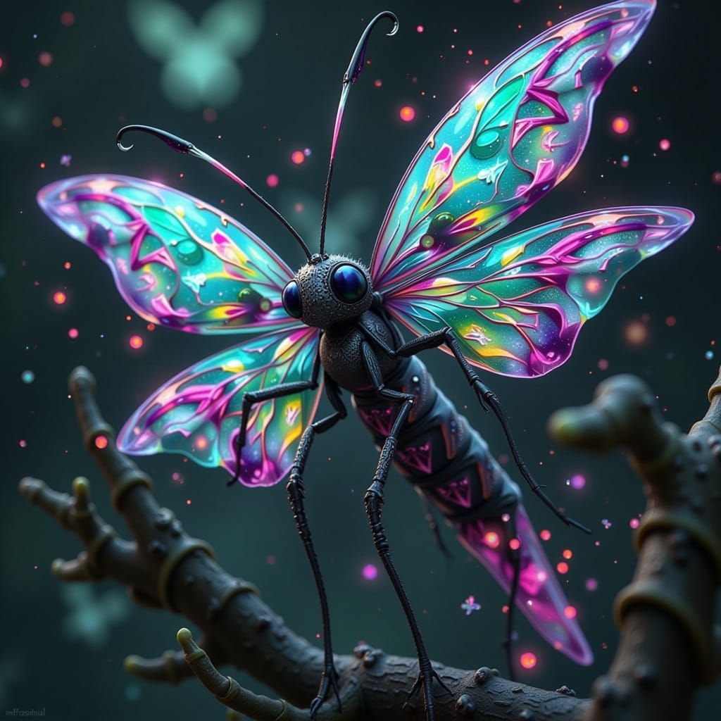 Toxic Fae Hybrid with Iridescent Wings and Deadly Sting