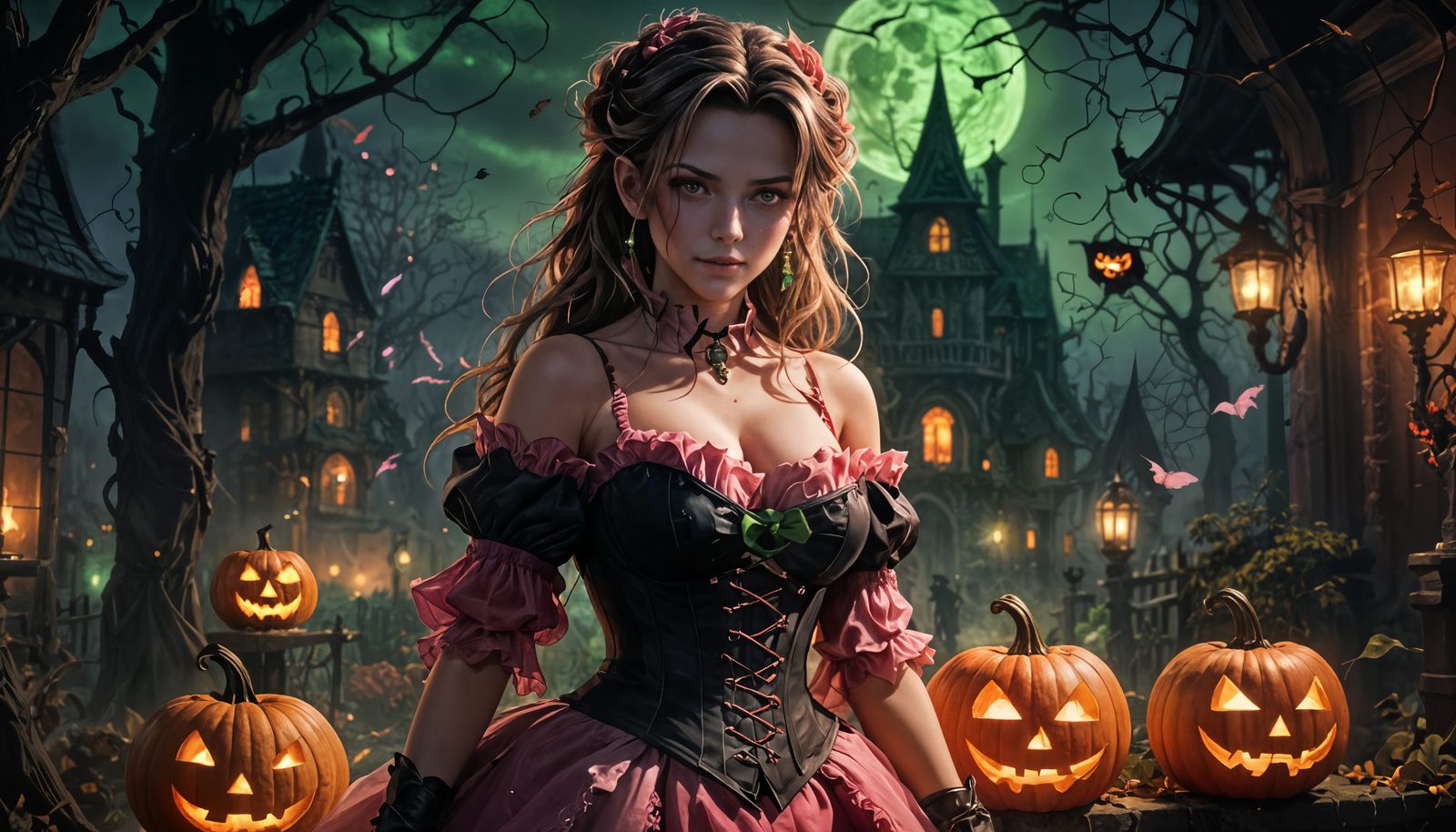 Aerith Gainsborough as a Halloween Witch