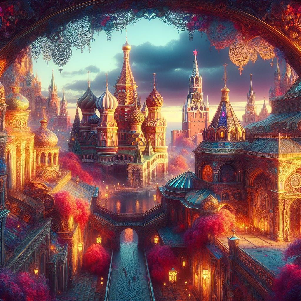 Fantasy Kremlin Concept Art in Vibrant Hues