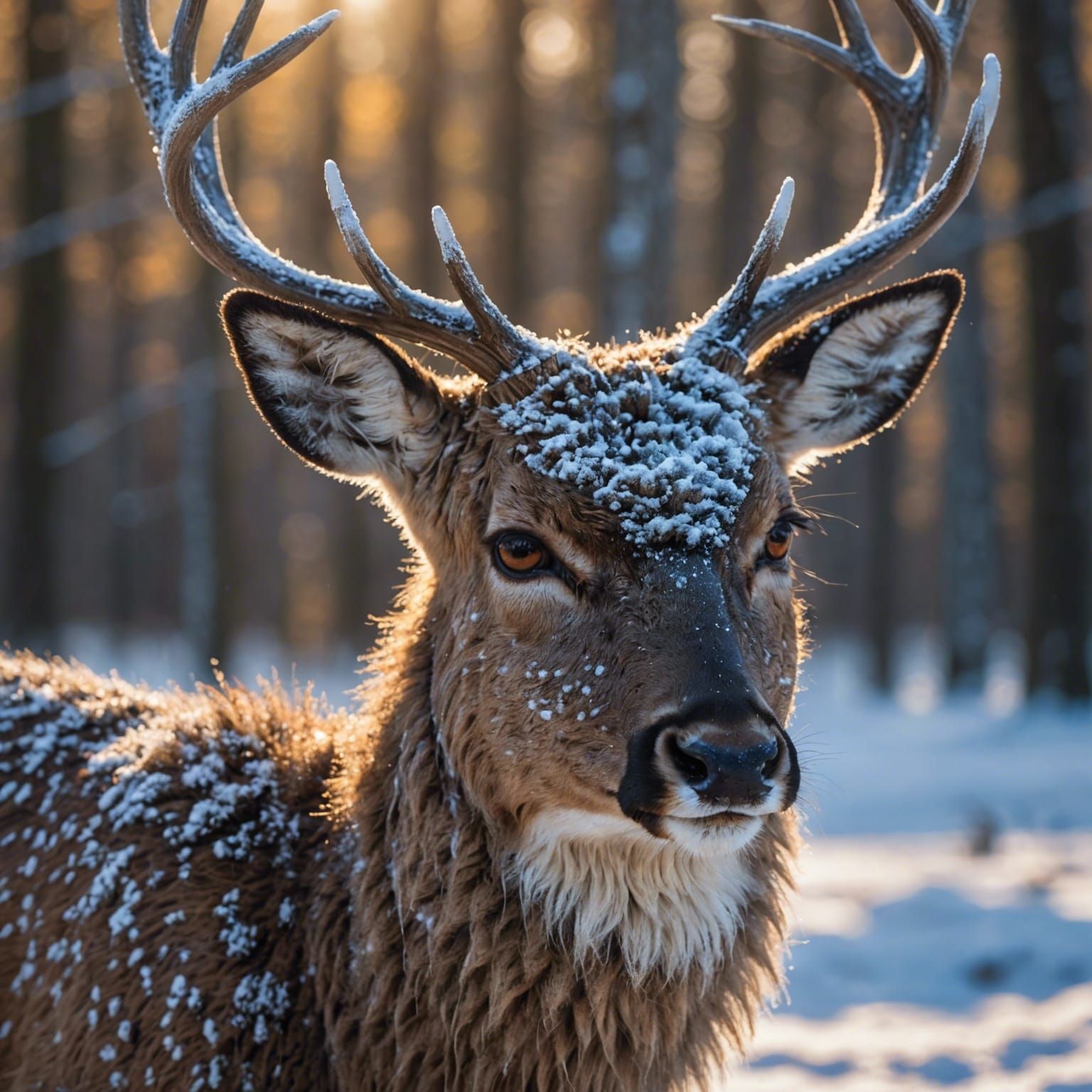 Close-Up of a Frosty Deer in Macro Photography
