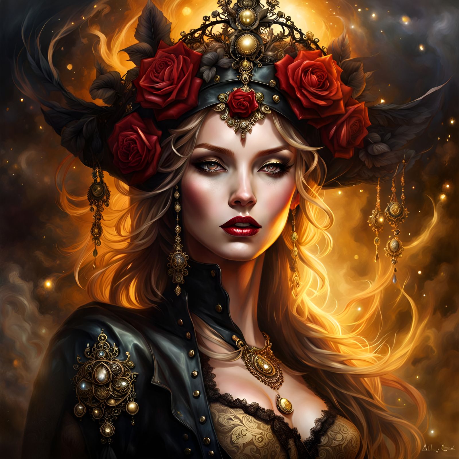 Gothic Enchantress Emerges in Golden Splendor