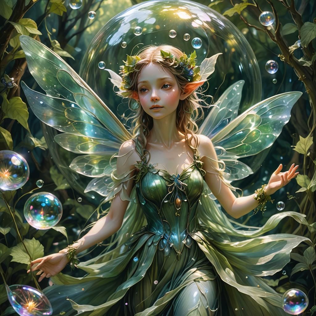Ethereal Fairy in Lush Green Forest: Fantasy Art