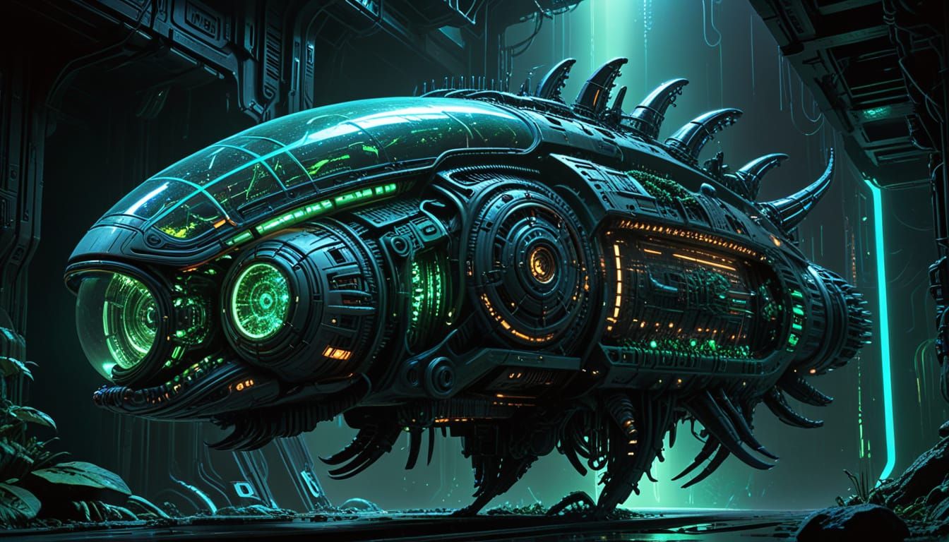 Biomechanical Sci-Fi Spaceship Concept Art