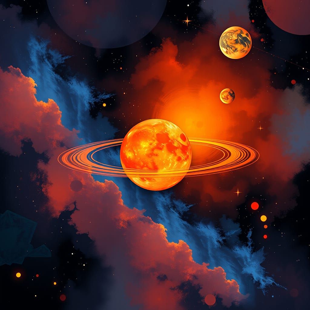 Abstract Solar System Art in Vivid Colors