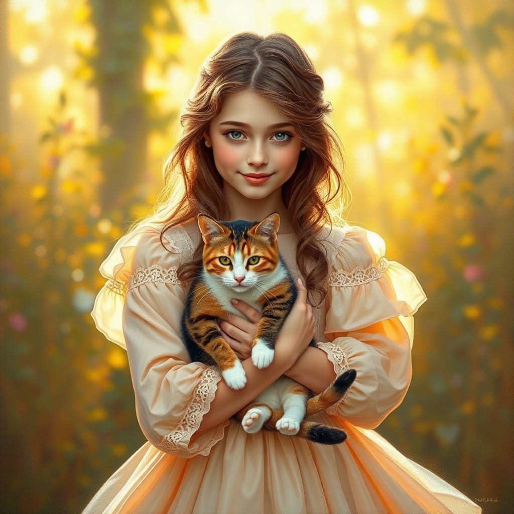 Girl and Cat